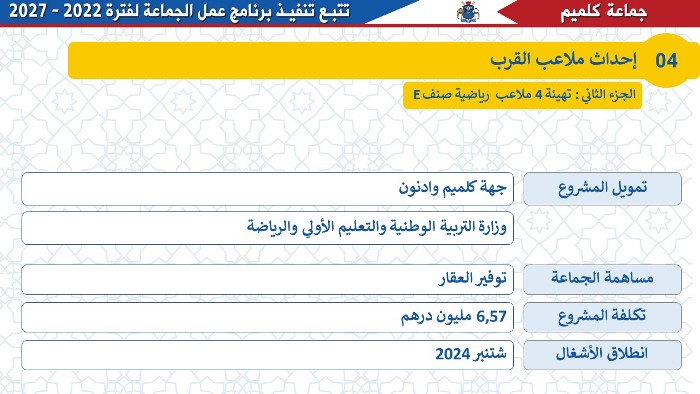 تهيئة 4 ملاعب رياضية صنف E 