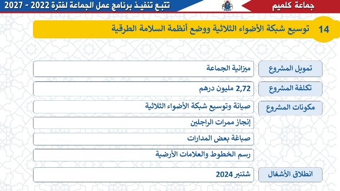 توسيع شبكة الأضواء الثلاثية ووضع أنظمة السلامة الطرقية