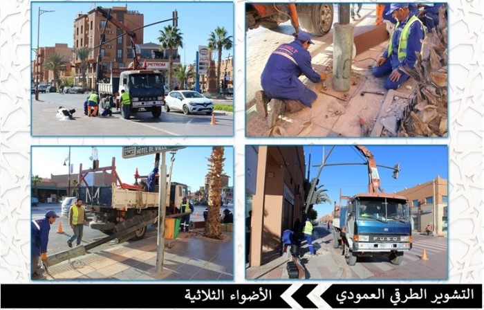 توسيع شبكة الأضواء الثلاثية ووضع أنظمة السلامة الطرقية