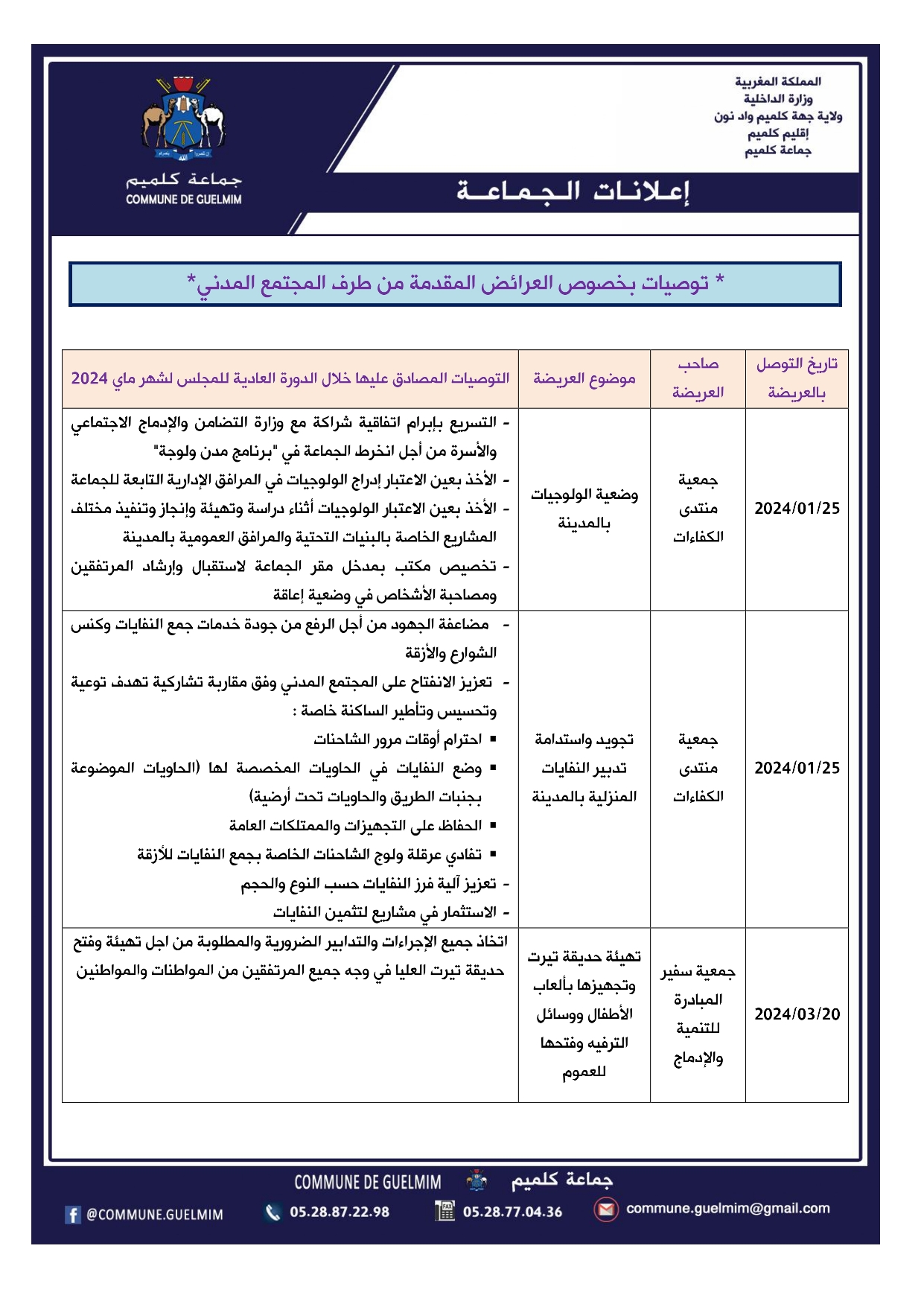 توصيات العرائض